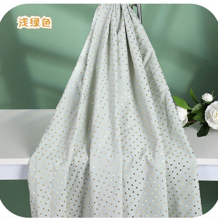 新款烫金小圆点波点印花涤纶布时尚桌布面料背景布服装面料批发