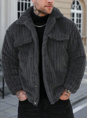 Y 49649 Fleece lapel men jacket 加绒翻领男士夹克跨境速卖