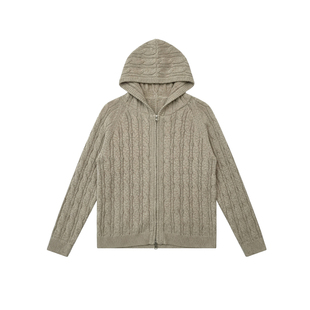 【亲子】柒号童仓女大童韩版连帽麻花毛衣春装新款针织开衫外套潮