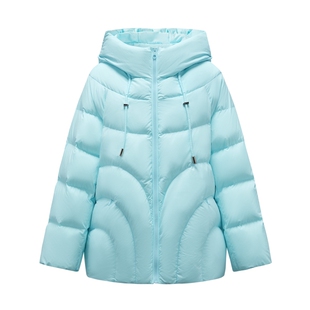 MOISSAC摩萨克冬法式复古简约休闲白鸭绒连帽羽绒服女