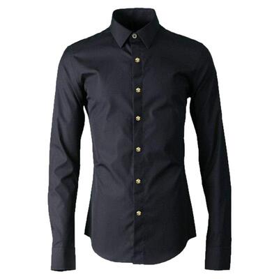 男装金色合金玫瑰花铆钉长袖衬衫