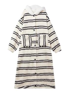 yso【史努比系列】睡袍女冬季珊瑚绒卡通睡袍长款睡衣女家居服厚D