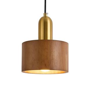 箭牌美式全铜卧室床头灯简约复古吊灯胡桃木中古风房间床头吊线灯