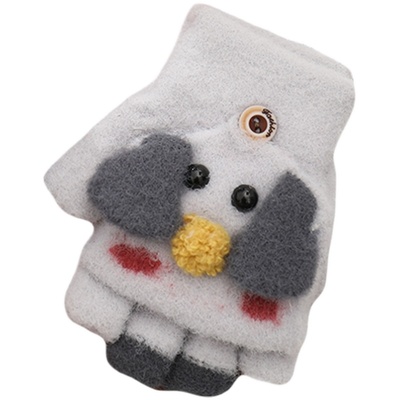 宝宝手套秋冬季半指翻盖露指加厚