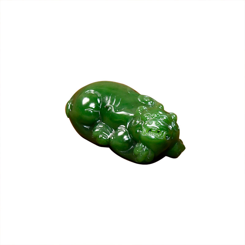 新疆和田玉碧玉籽料貔貅菠菜绿