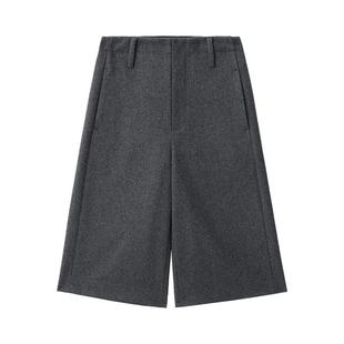 OMITI省略e.系列 【自在率性】精裁七分高腰休闲阔腿裤女奶奶裤