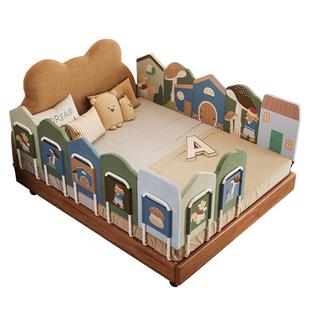 MeitingHome乳胶床围栏宝宝床上免打孔加高护栏复古防摔软包单个