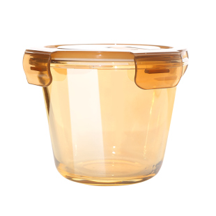 琥珀色玻璃汤碗带盖微波炉大容量加厚水果保鲜盒上班族玻璃饭盒深