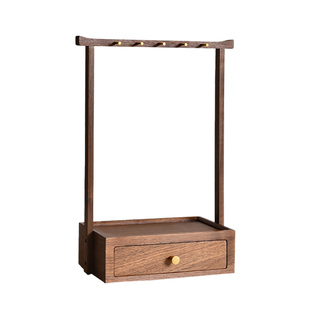 赵北书法专用毛笔挂笔架文房四宝礼品礼物实木置物架胡桃木书桌整理收纳盒多功能创意摆件置物架挂毛笔的架子