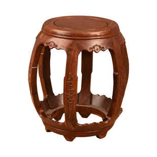 红木鼓凳花梨木新中式实木圆凳古筝板凳复古鸡翅木酸枝色琴凳鼓登