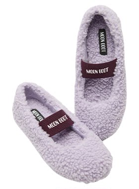 Moon Boot2026早春新款紫色芭蕾鞋毛毛鞋