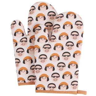 SADULT可爱橙色微波炉烤箱烘焙隔热防烫耐高温手套厨房防滑加厚棉