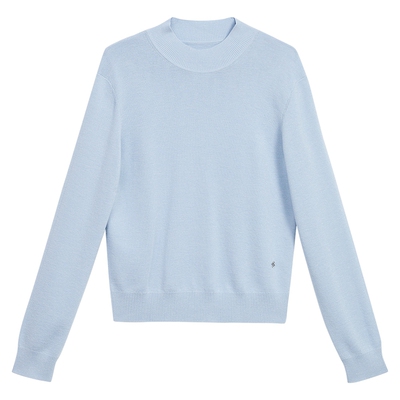 YINER音儿女装冬季时尚法式优雅半高领亮丝羊毛混纺针织衫套头