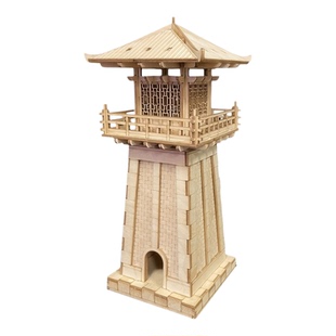 阙楼木质古塔建筑模型手工拼装DIY中式亭子小屋益智手工玩具