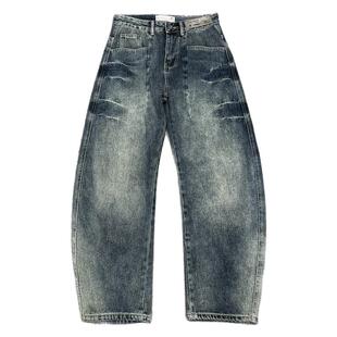 2025秋季新款潮牌直插兜牛仔裤男英伦潮流痞帅宽松直筒百搭弯刀裤