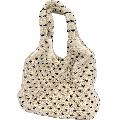 韩系羊羔毛波点通勤大容量托特包