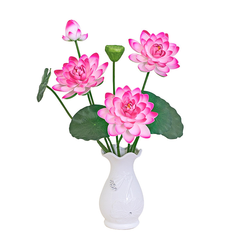 供佛莲花假荷花仿真花塑料花荷叶睡莲客厅摆放干花水池装饰盆景花