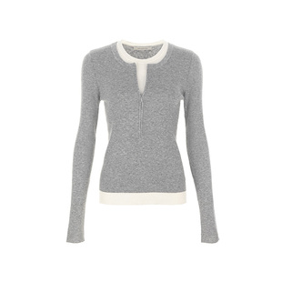 wana try羊毛假两件拉链半开襟针织衫2025秋冬新品简约韩系上衣女