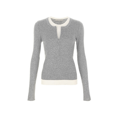 wanatry羊毛假两件拉链襟针织衫