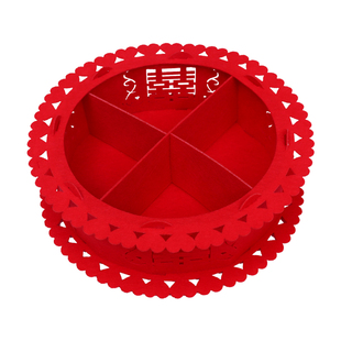 婚庆果盘家用干果盘子结婚盘红色无纺布喜糖瓜子中式婚礼用品喜事