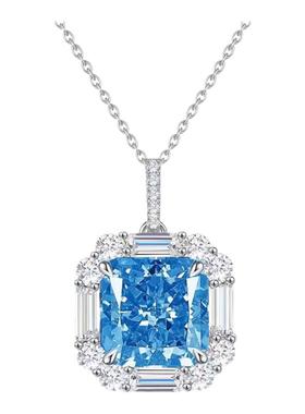 进口D色莫桑石海蓝宝石锁骨链