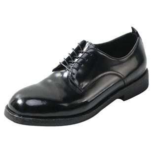 高档商务休闲皮鞋男真皮底水洗马皮皮鞋仿马臀皮固特异手工德比鞋