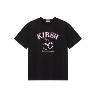 【卢昱晓同款】樱桃KIRSH 经典印花短袖T恤女25新款休闲宽松上衣