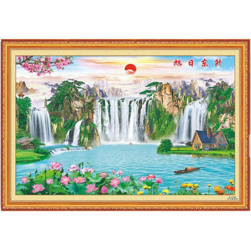山水风景客厅过年喜庆年画墙画装饰纸画超大遍地黄金贴图包邮买送