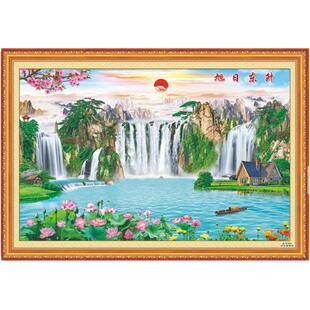 山水风景客厅过年喜庆年画墙画装饰纸画超大遍地黄金贴图包邮买送