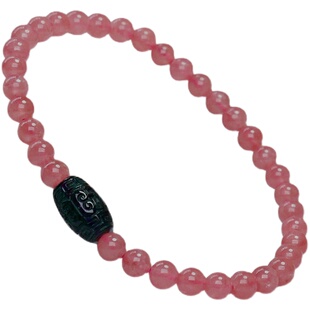 天然5A级红纹石手链收藏级碧玺回纹珠原创设计水晶旺桃花手串单圈