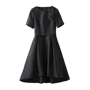 M2女装品牌折扣连衣裙女春夏法式气质修身大码高腰短袖打底长裙