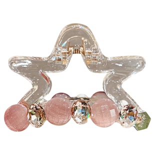 五角星粉色珠珠抓夹女中号后脑勺盘发鲨鱼夹子头饰半扎发闪钻发夹