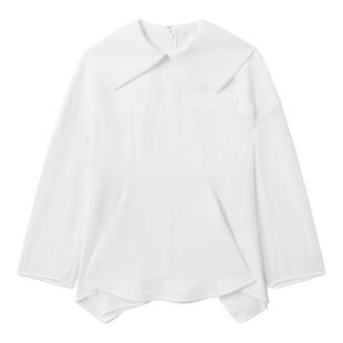 IT 日本ENFÖLD女装大翻领长袖上衣新款复古气质褶饰收腰纯色上衣