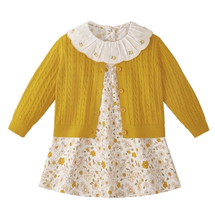 [抗菌锁温]女童连衣裙春季宝宝法式两件套女小童春装儿童裙子套装