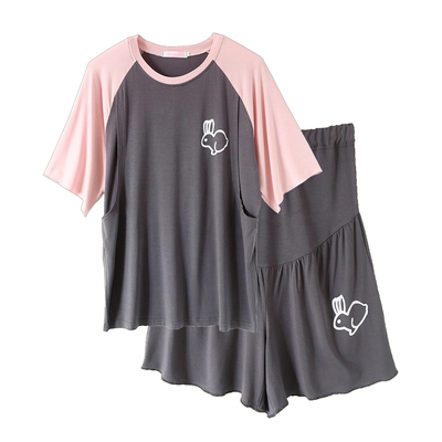 侧开式哺乳衣莫代尔孕妇套装