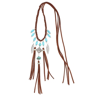 invia原创波西米亚民族锁骨项链手臂链流苏松石度假饰品头饰发带