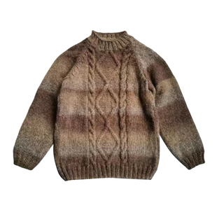 纯手工编织儿童男宝女宝圆领套头中性外套加厚毛衣粗毛线红色纯色