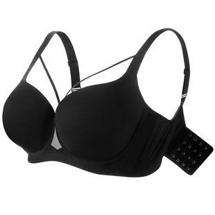 倾慕艺生大码内衣女大胸显小胖mm无痕性感聚拢防下垂交叉绑带文胸