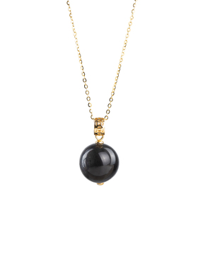 黑曜石乌金吊坠转运珠项链