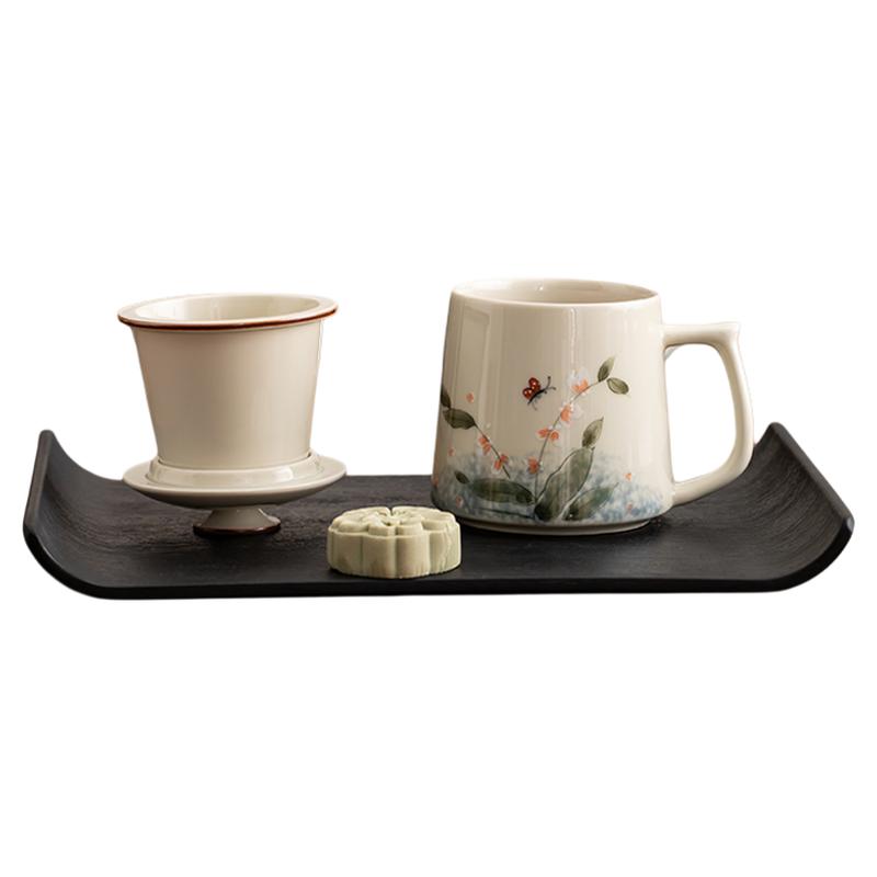 手绘陶瓷个人杯茶水分离泡茶杯