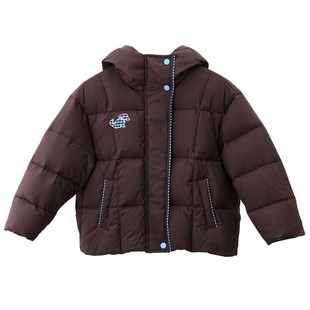 女童连帽短款羽绒服2025冬季新款中大童加厚保暖90白鸭绒冬装外套