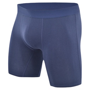 男士长款运动内裤中腰防磨腿高弹修身提臀棉质透气体育生平角裤潮