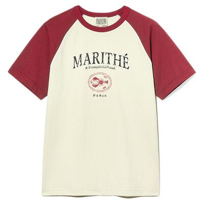 MARITHE速干插肩袖印花短袖T恤