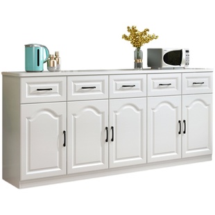 实木家用靠墙一体客厅定制储物柜厨房边柜白色收纳柜现代简约