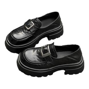 真皮厚底乐福鞋女2026新款英伦风小皮鞋配裙子舒适软底不累脚单鞋