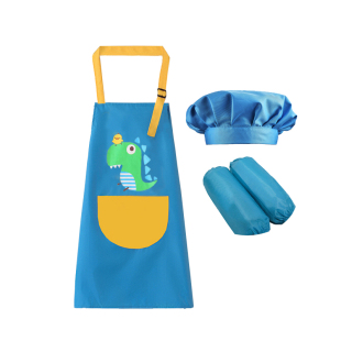 儿童防水围裙美术班画画衣厨房烘焙亲子围裙小学生男孩女孩厨师帽