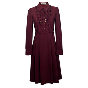 D-HARRY/迪哈利2026春季新款蕾丝优雅深红色连衣裙DH261J91152B