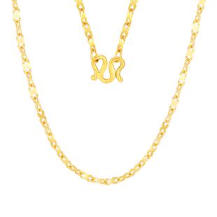 赛菲尔黄金项链足金999.9X形项链环环相扣锁骨链可叠戴素链送女友