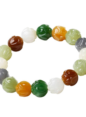 天然和田玉多宝莲花手串男女款