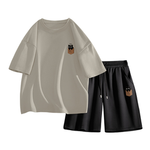 真维斯男士2026新款夏套装纯棉t恤男款短袖夏季冰丝速干短裤男生L